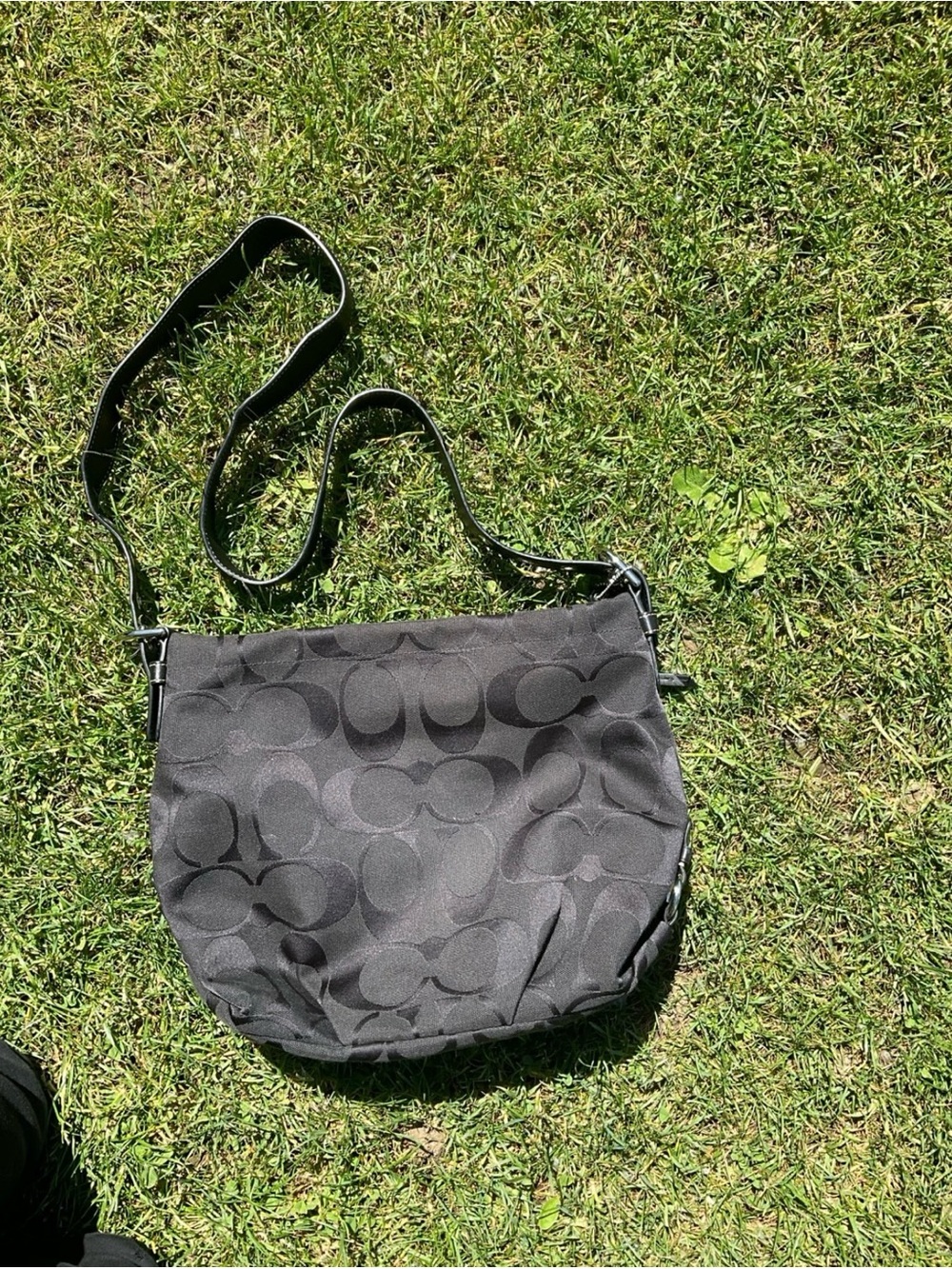 Vintage coach Black Signature-Pattern Crossbody Bag